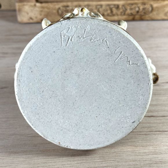 Unique Ceramic White Clay Tea-light Candle Holder Artisan Pottery Signed 4" H - Picture 7 of 15